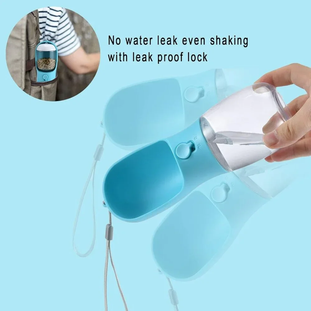 Dog Water Bottle with Food Container, Travel Puppy Water Bowl, Portable Pet Disp